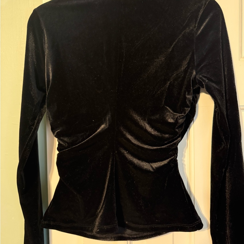 Banana Republic Black Velvet Long Sleeve Top - Picture 2 of 3